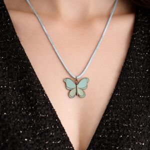 Mint Green Butterfly Pendant Necklace